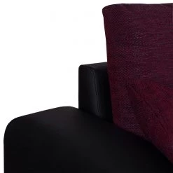 Fredriks Canapé d'angle Dulmen (convertible) - Imitation cuir / Tissu structuré - Méridienne à monter gauche ou droite - Noir / Pourpre -Canapés Soldes Magasin ecksofa dulmen mit schlaffunktion beidseitig montierbar kunstleder strukturstoff schwarz lila 4964708