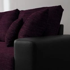 Fredriks Canapé d'angle Dulmen (convertible) - Imitation cuir / Tissu structuré - Méridienne à monter gauche ou droite - Noir / Pourpre -Canapés Soldes Magasin ecksofa dulmen mit schlaffunktion beidseitig montierbar kunstleder strukturstoff schwarz lila 4964740