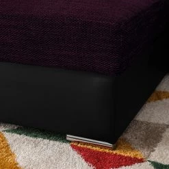 Fredriks Canapé d'angle Dulmen (convertible) - Imitation cuir / Tissu structuré - Méridienne à monter gauche ou droite - Noir / Pourpre -Canapés Soldes Magasin ecksofa dulmen mit schlaffunktion beidseitig montierbar kunstleder strukturstoff schwarz lila 4964748