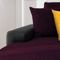 Fredriks Canapé d'angle Dulmen (convertible) - Imitation cuir / Tissu structuré - Méridienne à monter gauche ou droite - Noir / Pourpre -Canapés Soldes Magasin ecksofa dulmen mit schlaffunktion beidseitig montierbar kunstleder strukturstoff schwarz lila 4964752