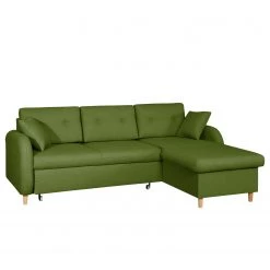 Mørteens Canapé d'angle convertible Eastville - Tissu - Méridienne à monter à gauche ou à droite - Vert vieilli - Coffre de lit - Fonction couchage