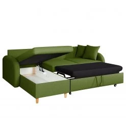 Mørteens Canapé d'angle convertible Eastville - Tissu - Méridienne à monter à gauche ou à droite - Vert vieilli - Coffre de lit - Fonction couchage -Canapés Soldes Magasin ecksofa eastville mit schlaffunktion webstoff longchair beidseitig montierbar antikgruen 4515060