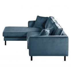 Eva Padberg Collection Canapé d'angle Edina - Bleu foncé - Méridienne courte à gauche (vue de face) - Avec repose-pieds -Canapés Soldes Magasin ecksofa edina samt longchair ottomane davorstehend links mit hocker dunkelblau 4706172