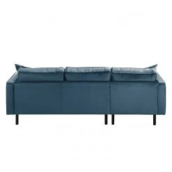 Eva Padberg Collection Canapé d'angle Edina - Bleu foncé - Méridienne courte à gauche (vue de face) - Avec repose-pieds -Canapés Soldes Magasin ecksofa edina samt longchair ottomane davorstehend links mit hocker dunkelblau 4706176