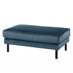 Eva Padberg Collection Canapé d'angle Edina - Bleu foncé - Méridienne courte à gauche (vue de face) - Avec repose-pieds -Canapés Soldes Magasin ecksofa edina samt longchair ottomane davorstehend links mit hocker dunkelblau 4706192