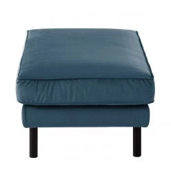 Eva Padberg Collection Canapé d'angle Edina - Bleu foncé - Méridienne courte à gauche (vue de face) - Avec repose-pieds -Canapés Soldes Magasin ecksofa edina samt longchair ottomane davorstehend links mit hocker dunkelblau 4706200