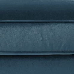 Eva Padberg Collection Canapé d'angle Edina - Bleu foncé - Méridienne courte à gauche (vue de face) - Avec repose-pieds -Canapés Soldes Magasin ecksofa edina samt longchair ottomane davorstehend links mit hocker dunkelblau 4706204