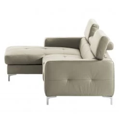 Cotta Canapé d'angle Eduardo I - Cappuccino - Méridienne courte à gauche (vue de face) - Coffre de lit - Fonction couchage -Canapés Soldes Magasin ecksofa eduardo i echtleder longchair ottomane davorstehend links mit schlaffunktion cappuccino 4906436