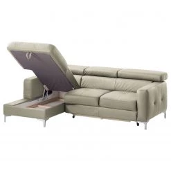 Cotta Canapé d'angle Eduardo I - Cappuccino - Méridienne courte à gauche (vue de face) - Coffre de lit - Fonction couchage -Canapés Soldes Magasin ecksofa eduardo i echtleder longchair ottomane davorstehend links mit schlaffunktion cappuccino 4906468