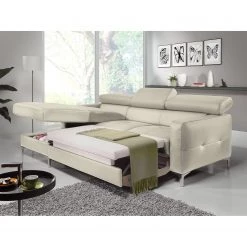 Cotta Canapé d'angle Eduardo I - Cappuccino - Méridienne courte à gauche (vue de face) - Coffre de lit - Fonction couchage -Canapés Soldes Magasin ecksofa eduardo i echtleder longchair ottomane davorstehend links mit schlaffunktion cappuccino 4906484