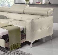 Cotta Canapé d'angle Eduardo I - Cappuccino - Méridienne courte à gauche (vue de face) - Coffre de lit - Fonction couchage -Canapés Soldes Magasin ecksofa eduardo i echtleder longchair ottomane davorstehend links mit schlaffunktion cappuccino 4906492