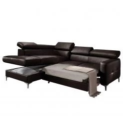 Cotta Canapé d'angle Eduardo II - Marron foncé - Méridienne courte à gauche (vue de face) - Coffre de lit - Fonction couchage -Canapés Soldes Magasin ecksofa eduardo ii echtleder longchair ottomane davorstehend links mit schlaffunktion dunkelbraun 5152504