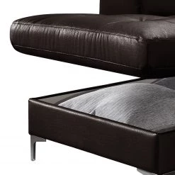 Cotta Canapé d'angle Eduardo II - Marron foncé - Méridienne courte à gauche (vue de face) - Coffre de lit - Fonction couchage -Canapés Soldes Magasin ecksofa eduardo ii echtleder longchair ottomane davorstehend links mit schlaffunktion dunkelbraun 5152508