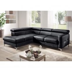 Cotta Canapé d'angle Eduardo II - Noir - Méridienne courte à gauche (vue de face) - Coffre de lit - Fonction couchage 12 Cotta Canapé d'angle Eduardo II - Noir - Méridienne courte à gauche (vue de face) - Coffre de lit - Fonction couchage -Canapés Soldes Magasin ecksofa eduardo ii echtleder longchair ottomane davorstehend links mit schlaffunktion schwarz 5152416