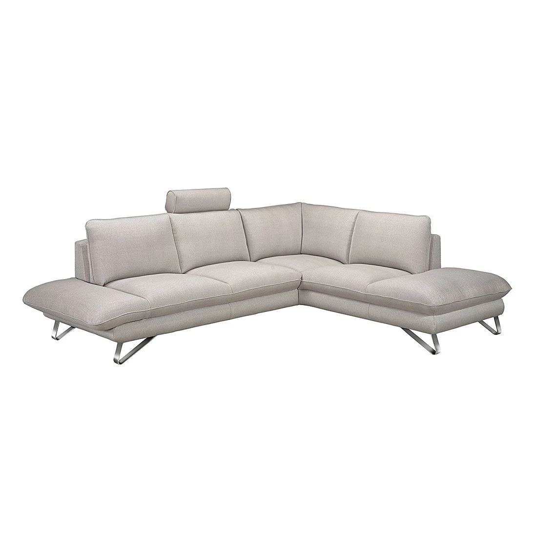 Fredriks Canapé d'angle Enzo - Tissu structuré beige - Méridienne à droite (vue de face) - 2 appui-tête 1 Fredriks Canapé d'angle Enzo - Tissu structuré beige - Méridienne à droite (vue de face) - 2 appui-tête