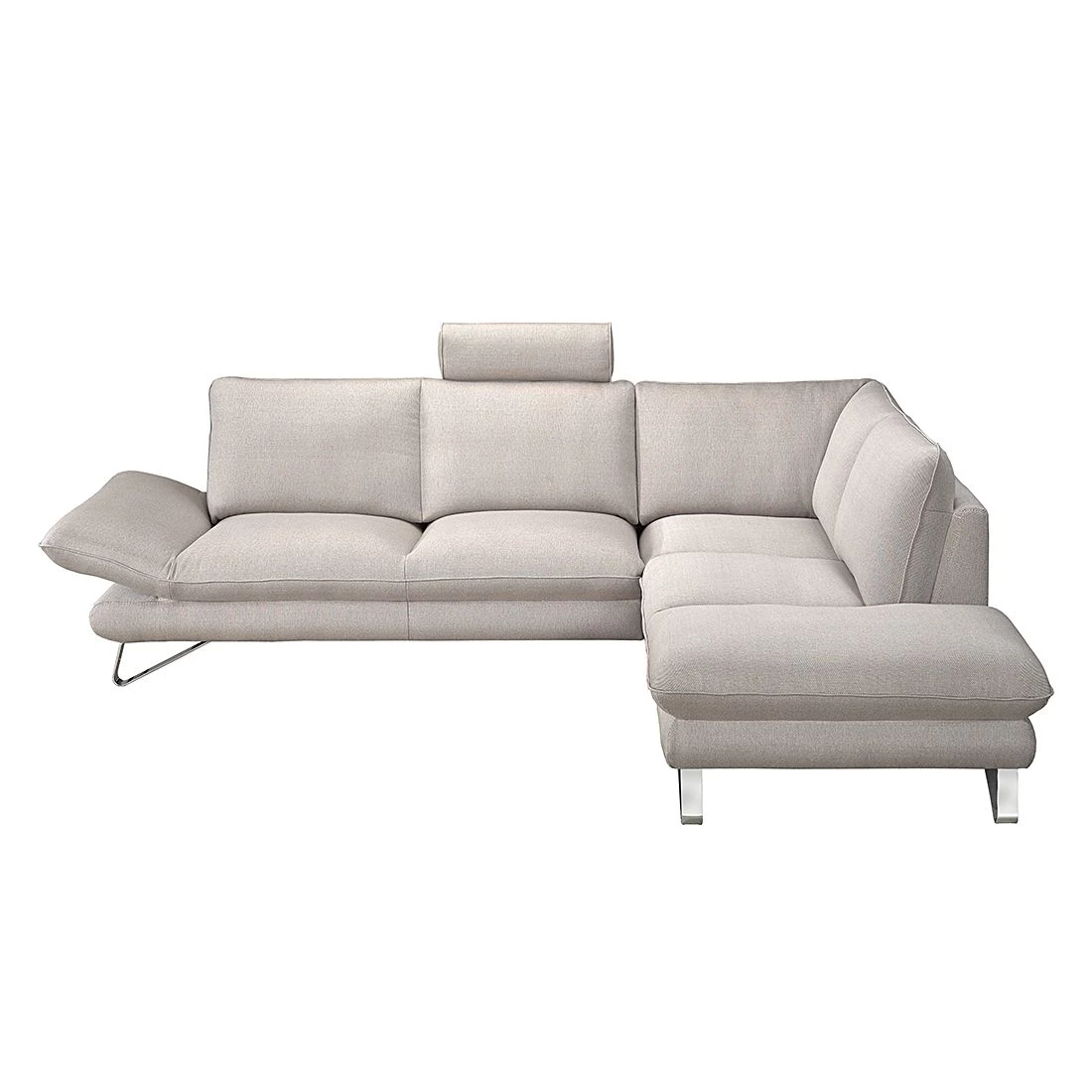 Fredriks Canapé d'angle Enzo - Tissu structuré beige - Méridienne à droite (vue de face) - 2 appui-tête 2 Fredriks Canapé d'angle Enzo - Tissu structuré beige - Méridienne à droite (vue de face) - 2 appui-tête – Image 2