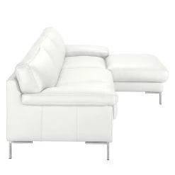 Ars manufacti Canapé d'angle Parlin - Blanc - Méridienne courte à droite (vue de face) - Sans appui-tête -Canapés Soldes Magasin ecksofa essos echtleder longchair davorstehend rechts ohne kopfstuetze weiss 1602334