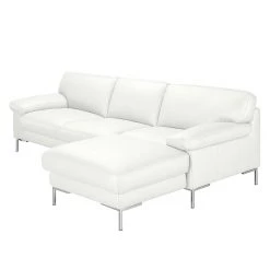 Ars manufacti Canapé d'angle Parlin - Blanc - Méridienne courte à droite (vue de face) - Sans appui-tête -Canapés Soldes Magasin ecksofa essos echtleder longchair davorstehend rechts ohne kopfstuetze weiss 1602342