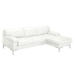 Ars manufacti Canapé d'angle Parlin - Blanc - Méridienne courte à droite (vue de face) - Sans appui-tête