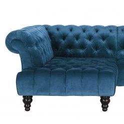 Jack & Alice Canapé d'angle Fireside - Bleu pétrole - Méridienne longue à gauche (vue de face) -Canapés Soldes Magasin ecksofa fireside samtstoff longchair ottomane davorstehend links petrol 3588497