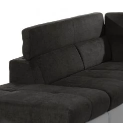 Cotta Canapé d'angle Estoi (convertible) - Imitation cuir / Tissé à plat - Galet / Marron foncé - Méridienne longue à gauche (vue de face) -Canapés Soldes Magasin ecksofa fuseta mit schlaffunktion kunstleder flachgewebe ottomane davorstehend links 4112236