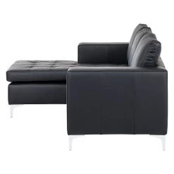 Loftscape Canapé d'angle Giulia - Noir - Méridienne courte à gauche (vue de face) -Canapés Soldes Magasin ecksofa giulia echtleder schwarz longchair davorstehend links 530648