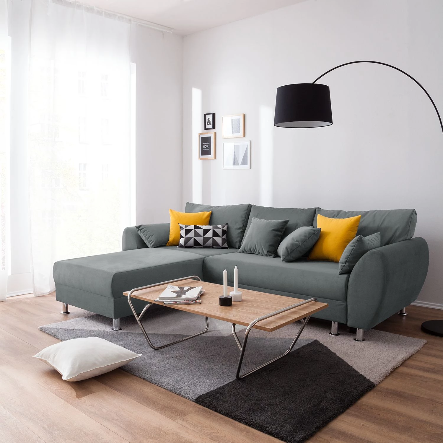 Roomscape Canapé d'angle Glenrock - Convertible - Microfibre - Méridienne montable des deux côtés - Gris 2 Roomscape Canapé d'angle Glenrock - Convertible - Microfibre - Méridienne montable des deux côtés - Gris – Image 2