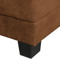 Ars Natura Canapé d'angle Greenwood - Aspect cuir vieilli - Cognac - Méridienne courte à gauche (vue de face) -Canapés Soldes Magasin ecksofa greenwood antiklederlook ottomane davorstehend links cognac 4500328