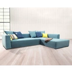 Tom Tailor Canapé d'angle Heaven Casual XL - Aqua - Méridienne courte à droite (vue de face) - Sans fonction -Canapés Soldes Magasin ecksofa heaven casual xl webstoff longchair ottomane davorstehend rechts ohne schlaffunktion aqua 3161377