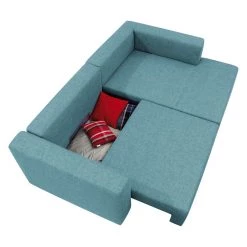 Tom Tailor Canapé d'angle Heaven Colors Style S - Tissu TCU : 6 fresh blue - Méridienne courte à droite (vue de face) - Fonction couchage -Canapés Soldes Magasin ecksofa heaven colors style s webstoff longchair ottomane davorstehend rechts mit schlaffunktion hellblau 2731230