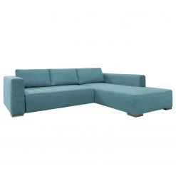 Tom Tailor Canapé d'angle Heaven Colors Style XL - Tissu TCU : 6 fresh blue - Méridienne courte à droite (vue de face) - Fonction couchage