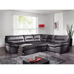 Cotta Canapé d'anle Howard (convertible) - Cuir synthétique noir - Fonction couchage à gauche (vue de face) 9 Cotta Canapé d'anle Howard (convertible) - Cuir synthétique noir - Fonction couchage à gauche (vue de face) -Canapés Soldes Magasin ecksofa howard mit schlaffunktion kunstleder schwarz bettfunktion davorstehend links 426819