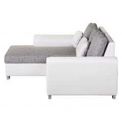 Roomscape Canapé d'angle Ilona (convertible) - Méridienne courte à gauche (vue de face) -Canapés Soldes Magasin ecksofa ilona mit schlaffunktion kunstleder weiss webstoff grau ottomane davorstehend links 382961