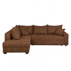 Loftscape Canapé d'angle Inywa - Convertible / montable des deux côtés - Aspect cuir antique - Microfibre Priya: Cognac - Avec fonction couchage -Canapés Soldes Magasin ecksofa inywa mit schlaffunktion beidseitig montierbar antiklederlook cognac 4789900
