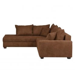 Loftscape Canapé d'angle Inywa - Convertible / montable des deux côtés - Aspect cuir antique - Microfibre Priya: Cognac - Avec fonction couchage -Canapés Soldes Magasin ecksofa inywa mit schlaffunktion beidseitig montierbar antiklederlook cognac 4789904