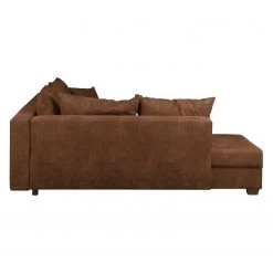 Loftscape Canapé d'angle Inywa - Convertible / montable des deux côtés - Aspect cuir antique - Microfibre Priya: Cognac - Avec fonction couchage -Canapés Soldes Magasin ecksofa inywa mit schlaffunktion beidseitig montierbar antiklederlook cognac 4789912