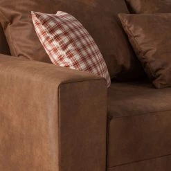 Loftscape Canapé d'angle Inywa - Convertible / montable des deux côtés - Aspect cuir antique - Microfibre Priya: Cognac - Avec fonction couchage -Canapés Soldes Magasin ecksofa inywa mit schlaffunktion beidseitig montierbar antiklederlook cognac 4789936