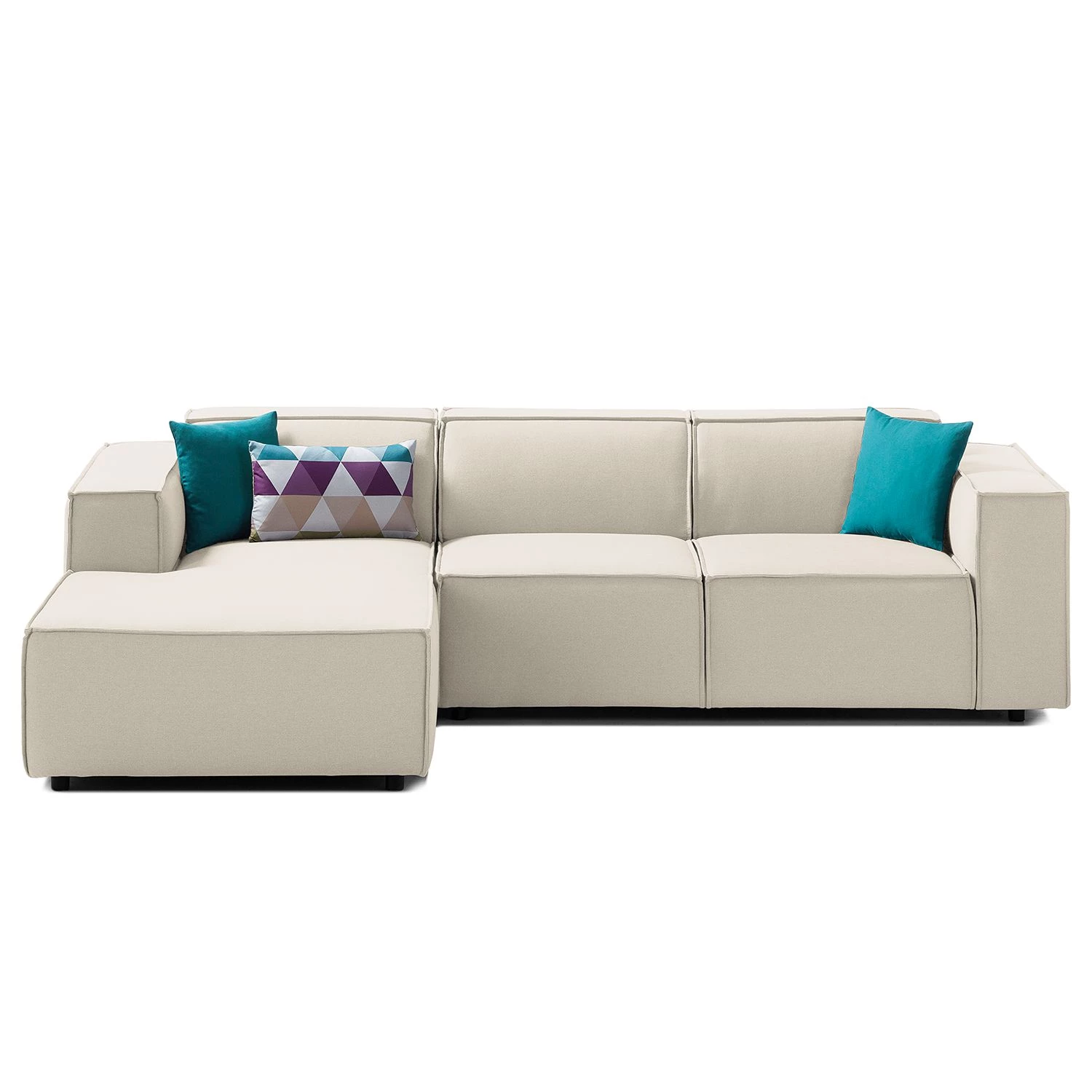 Canapé d'angle Kinx I - Tissu Osta: Blanc vieilli - Méridienne courte à gauche (vue de face) - Sans fonction 4 Canapé d'angle Kinx I - Tissu Osta: Blanc vieilli - Méridienne courte à gauche (vue de face) - Sans fonction – Image 4