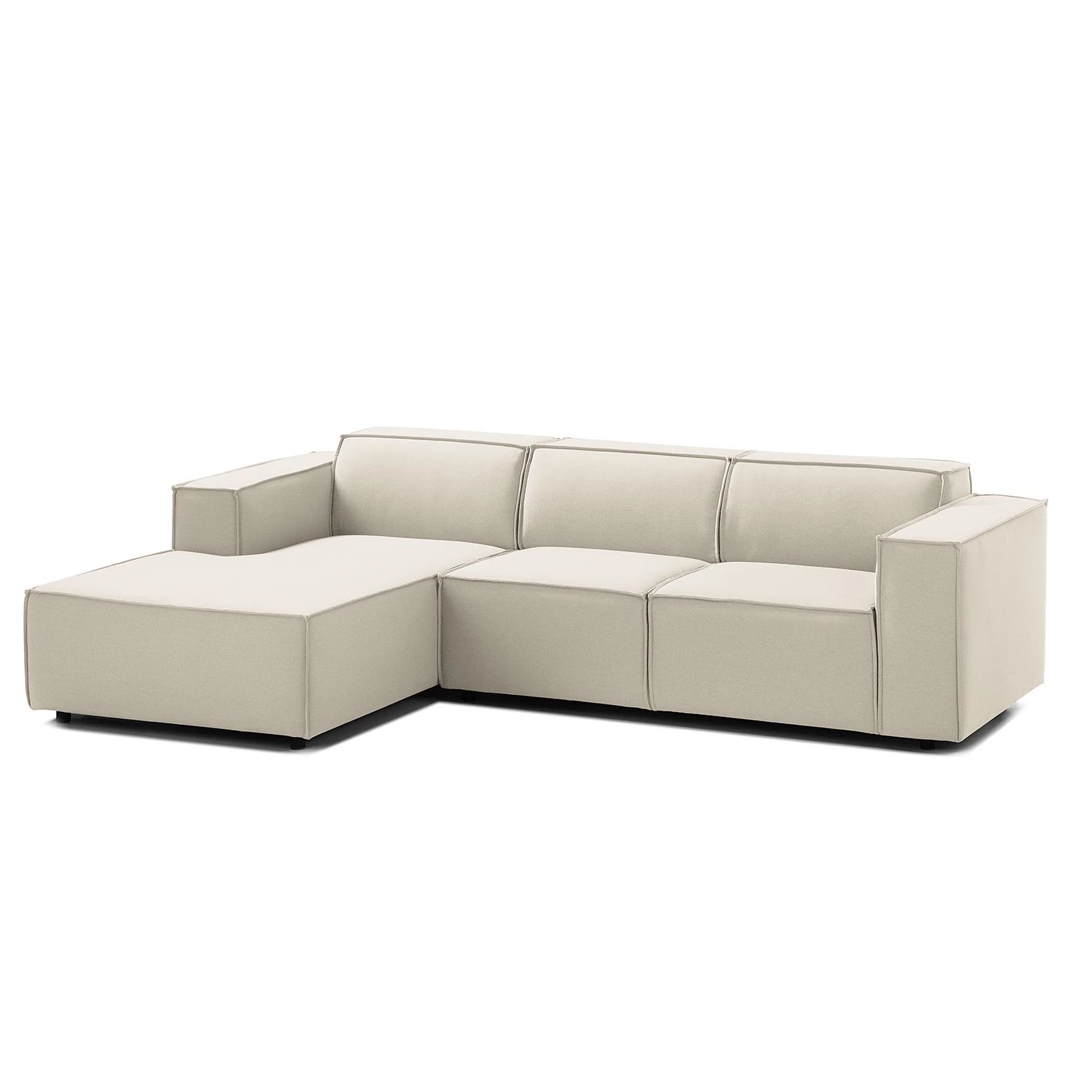 Canapé d'angle Kinx I - Tissu Osta: Blanc vieilli - Méridienne courte à gauche (vue de face) - Sans fonction 2 Canapé d'angle Kinx I - Tissu Osta: Blanc vieilli - Méridienne courte à gauche (vue de face) - Sans fonction – Image 2