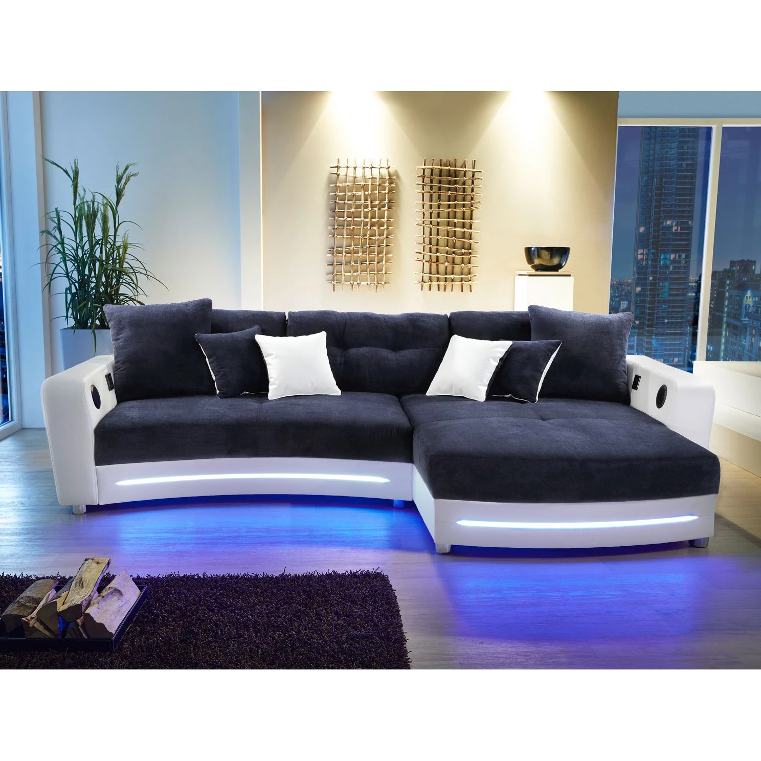 Loftscape Canapé d'angle Lanai (éclairage fourni) - Bleu foncé / Blanc 3 Loftscape Canapé d'angle Lanai (éclairage fourni) - Bleu foncé / Blanc – Image 3