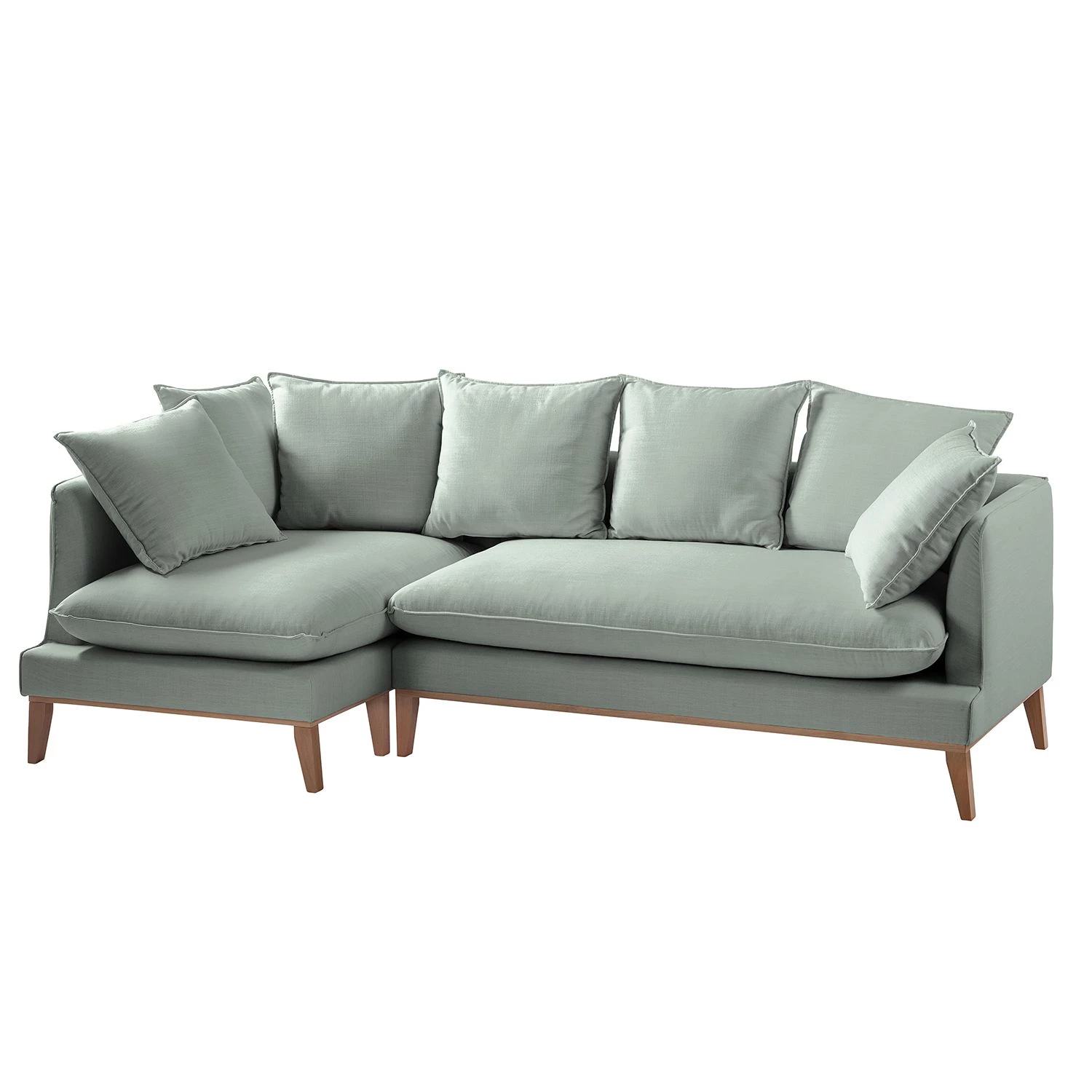 Eva Padberg Collection Canapé d'angle Lavina - Tissu Moretey : Menthe - Méridienne longue à gauche (vue de face) 1 Eva Padberg Collection Canapé d'angle Lavina - Tissu Moretey : Menthe - Méridienne longue à gauche (vue de face)