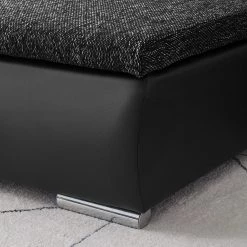 Fredriks Canapé d'angle Laza - convertible - Imitation cuir / Tissu - Noir - Méridienne courte à gauche (vue de face) -Canapés Soldes Magasin ecksofa laza mit schlaffunktion kunstleder webstoff longchair davorstehend links schwarz 4972644