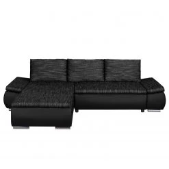 Fredriks Canapé d'angle Laza - convertible - Imitation cuir / Tissu - Noir - Méridienne courte à gauche (vue de face) -Canapés Soldes Magasin ecksofa laza mit schlaffunktion kunstleder webstoff longchair davorstehend links schwarz 4972668