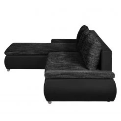 Fredriks Canapé d'angle Laza - convertible - Imitation cuir / Tissu - Noir - Méridienne courte à gauche (vue de face) -Canapés Soldes Magasin ecksofa laza mit schlaffunktion kunstleder webstoff longchair davorstehend links schwarz 4972672