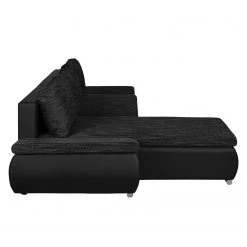 Fredriks Canapé d'angle Laza - convertible - Imitation cuir / Tissu - Noir - Méridienne courte à gauche (vue de face) -Canapés Soldes Magasin ecksofa laza mit schlaffunktion kunstleder webstoff longchair davorstehend links schwarz 4972676