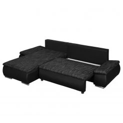 Fredriks Canapé d'angle Laza - convertible - Imitation cuir / Tissu - Noir - Méridienne courte à gauche (vue de face) -Canapés Soldes Magasin ecksofa laza mit schlaffunktion kunstleder webstoff longchair davorstehend links schwarz 4972700