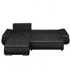 Fredriks Canapé d'angle Laza - convertible - Imitation cuir / Tissu - Noir - Méridienne courte à gauche (vue de face) -Canapés Soldes Magasin ecksofa laza mit schlaffunktion kunstleder webstoff longchair davorstehend links schwarz 4972704