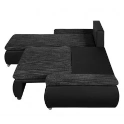 Fredriks Canapé d'angle Laza - convertible - Imitation cuir / Tissu - Noir - Méridienne courte à gauche (vue de face) -Canapés Soldes Magasin ecksofa laza mit schlaffunktion kunstleder webstoff longchair davorstehend links schwarz 4972708