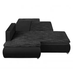 Fredriks Canapé d'angle Laza - convertible - Imitation cuir / Tissu - Noir - Méridienne courte à gauche (vue de face) -Canapés Soldes Magasin ecksofa laza mit schlaffunktion kunstleder webstoff longchair davorstehend links schwarz 4972712