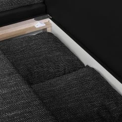 Fredriks Canapé d'angle Laza - convertible - Imitation cuir / Tissu - Noir - Méridienne courte à gauche (vue de face) -Canapés Soldes Magasin ecksofa laza mit schlaffunktion kunstleder webstoff longchair davorstehend links schwarz 4972804